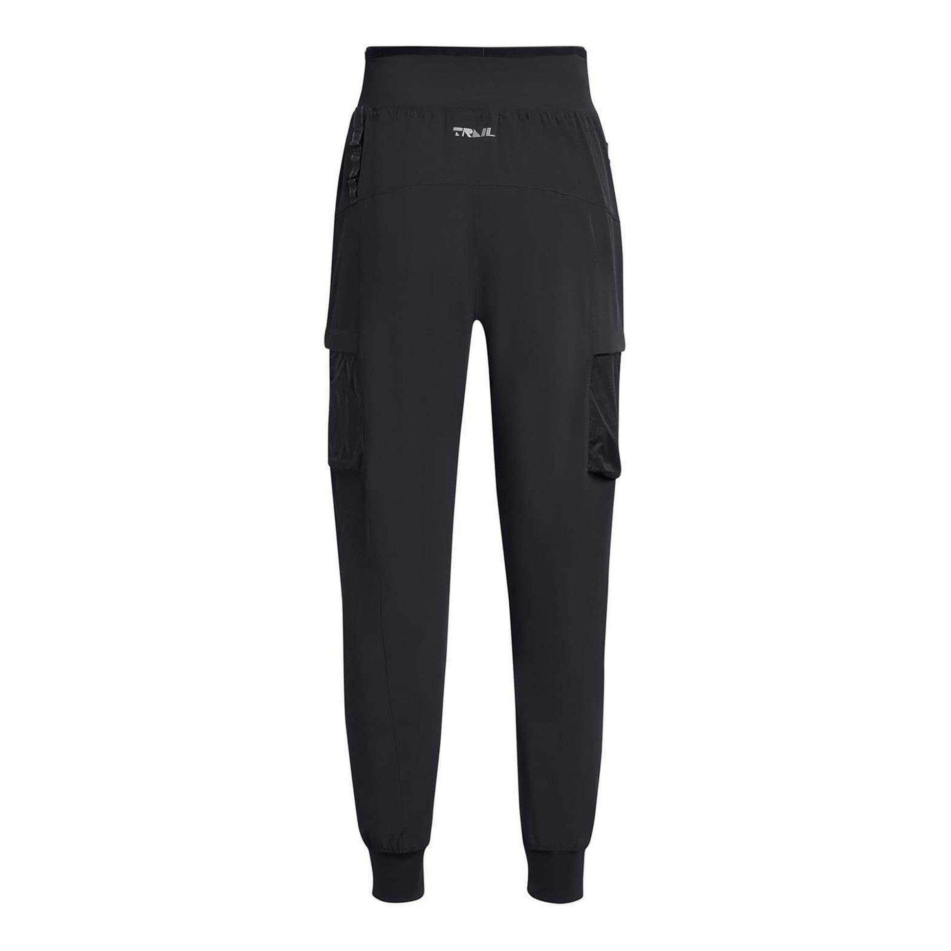 Dark Grey - Back - Under Armour Womens-Ladies Trail Run Side Pocket Joggers