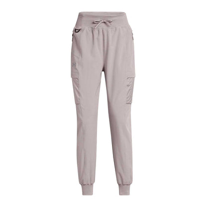 Grey - Front - Under Armour Womens-Ladies Trail Run Side Pocket Joggers