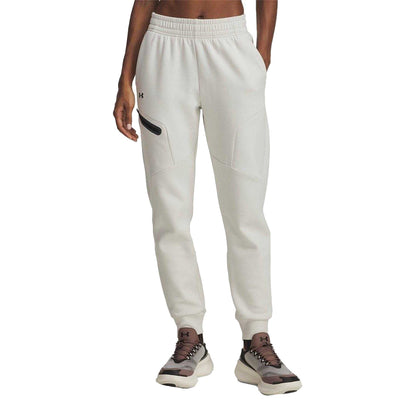 White - Front - Under Armour Womens-Ladies Unstoppable Fleece Athletic Joggers
