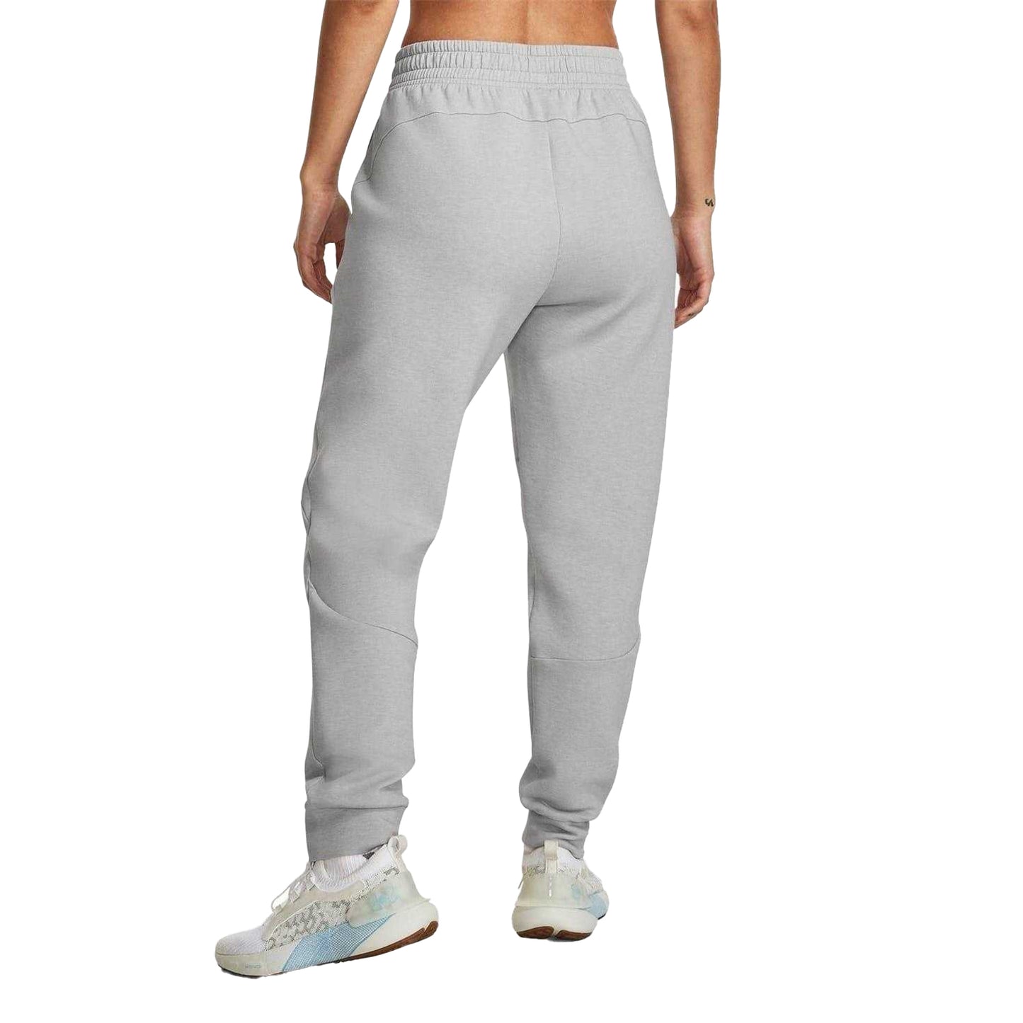 Grey - Back - Under Armour Womens-Ladies Unstoppable Fleece Athletic Joggers