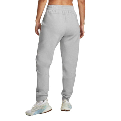 Grey - Back - Under Armour Womens-Ladies Unstoppable Fleece Athletic Joggers