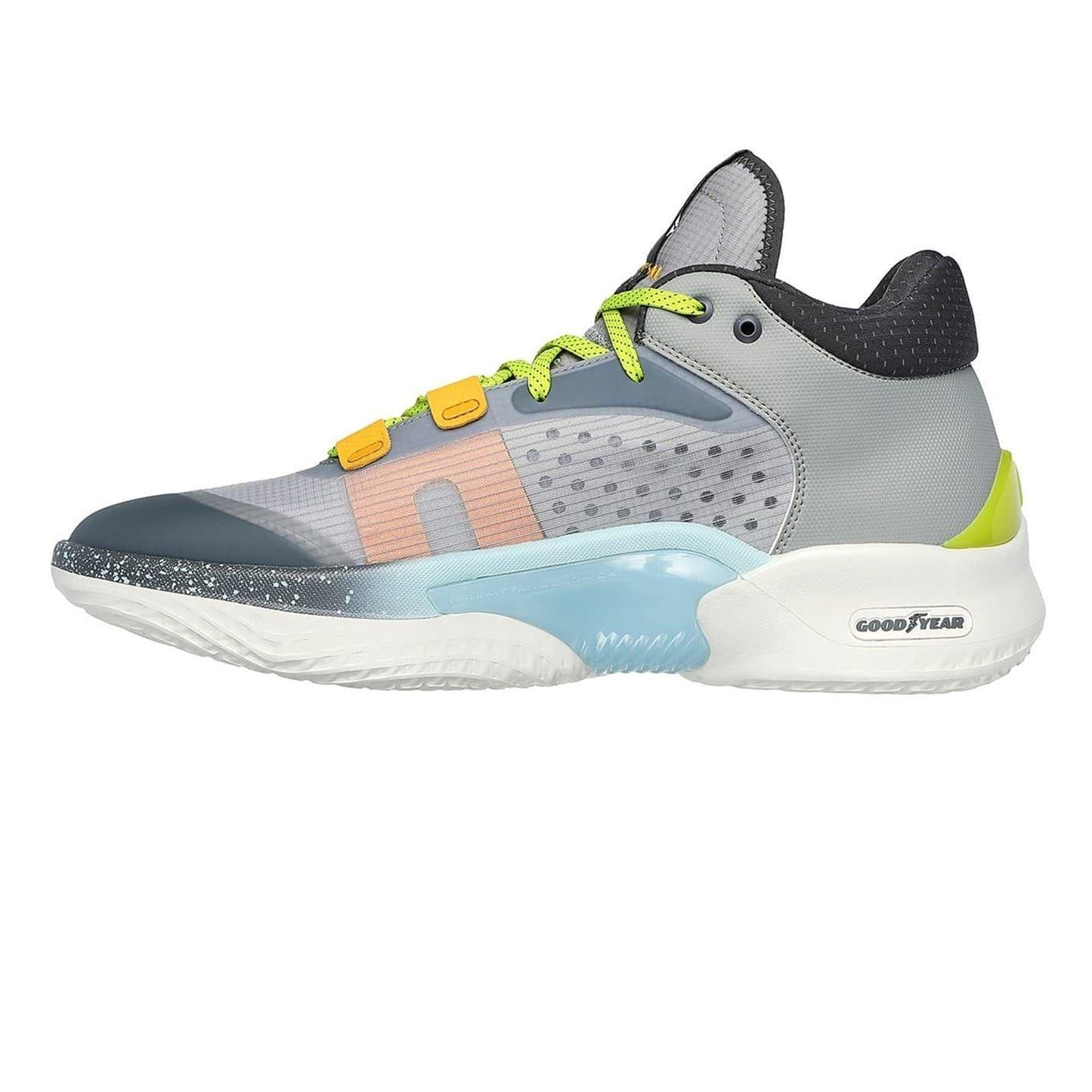 Grey-White - Back - Skechers Mens Resagrip Speckle Basketball Trainers