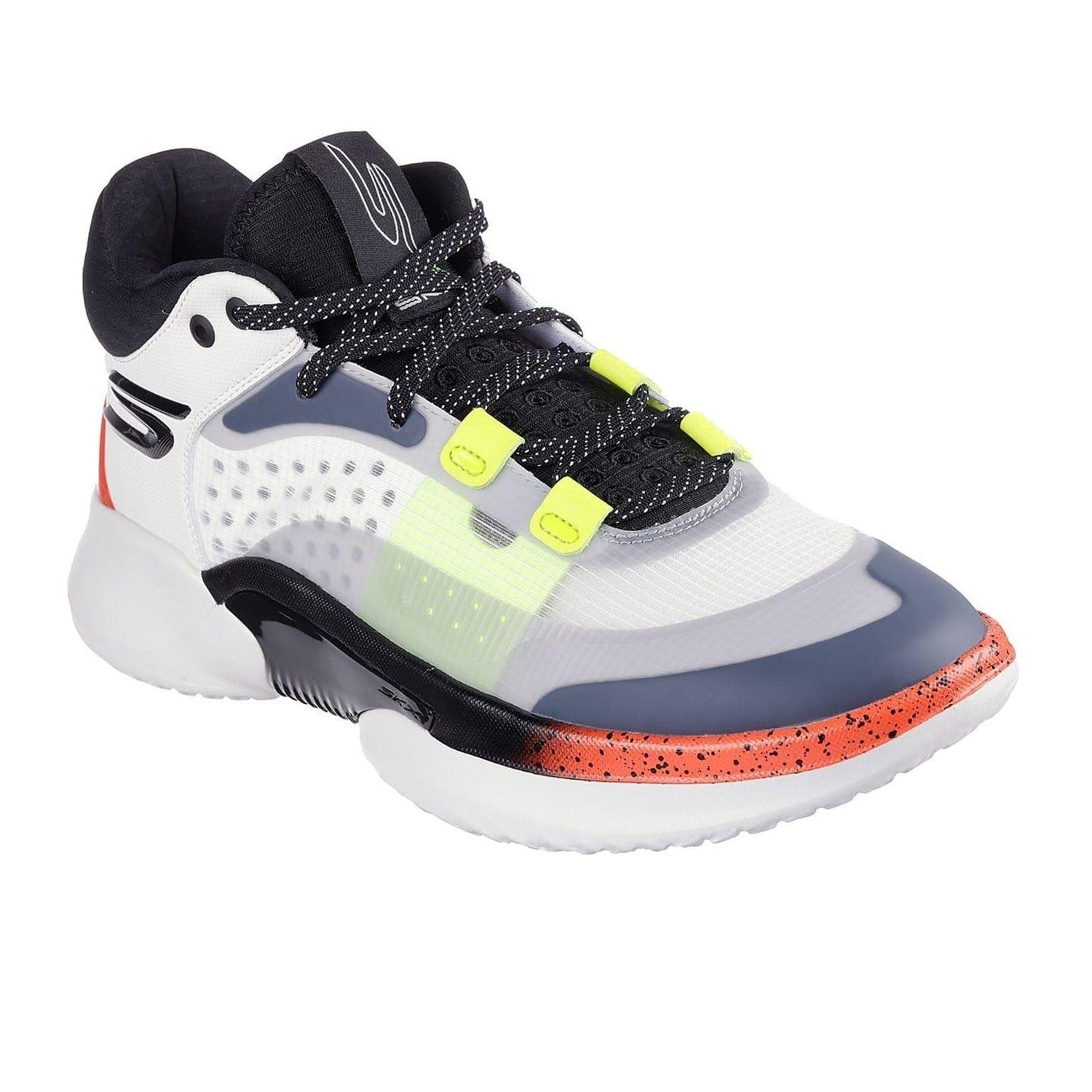 White-Grey - Pack Shot - Skechers Mens Resagrip Speckle Basketball Trainers
