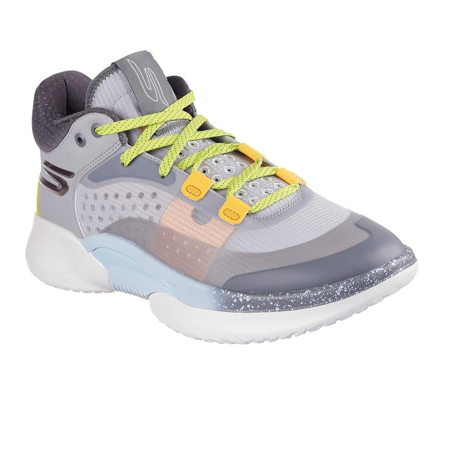 Grey-White - Pack Shot - Skechers Mens Resagrip Speckle Basketball Trainers