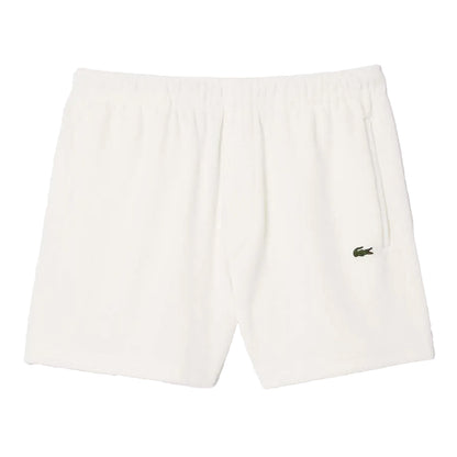 Cream - Front - Lacoste Mens Paris Terrycloth Knitted Regular Shorts