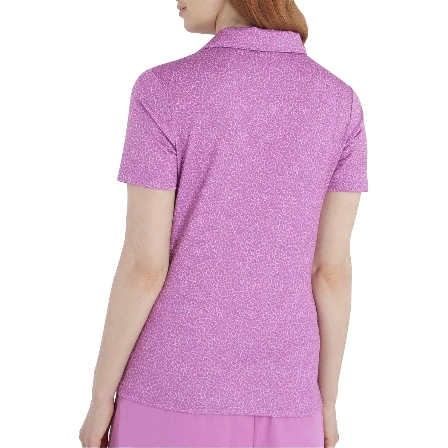 Orchid-White - Back - Calvin Klein Womens-Ladies Cracked Effect Golf Polo Shirt