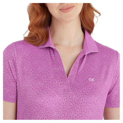 Orchid-White - Side - Calvin Klein Womens-Ladies Cracked Effect Golf Polo Shirt