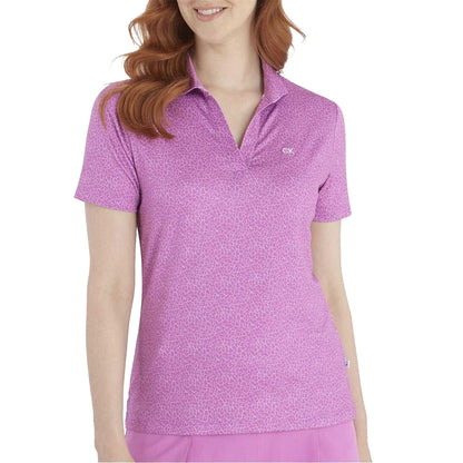 Orchid-White - Lifestyle - Calvin Klein Womens-Ladies Cracked Effect Golf Polo Shirt