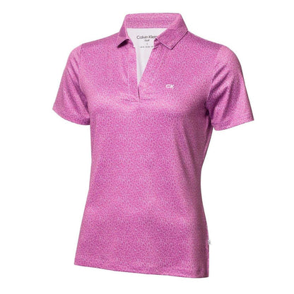 Orchid-White - Front - Calvin Klein Womens-Ladies Cracked Effect Golf Polo Shirt