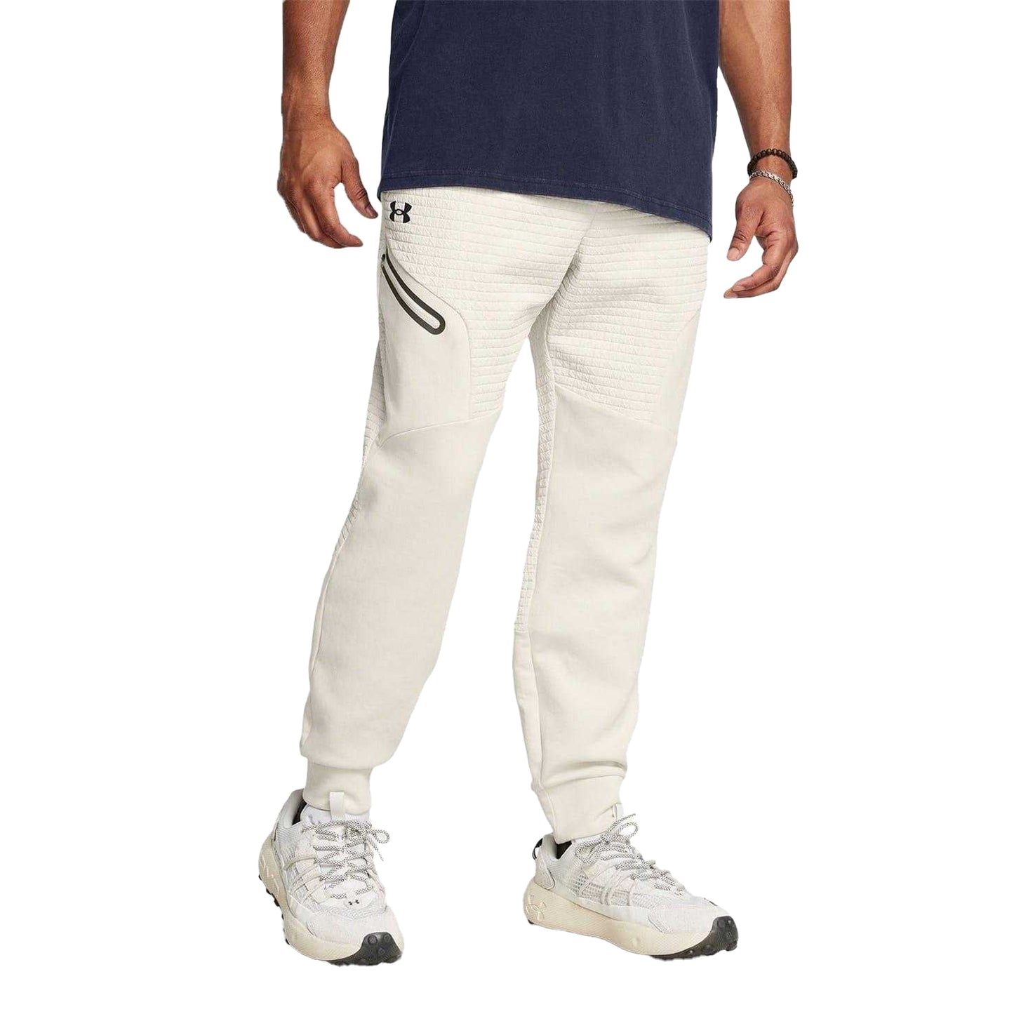 White - Side - Under Armour Mens Unstoppable Textured Slim Joggers