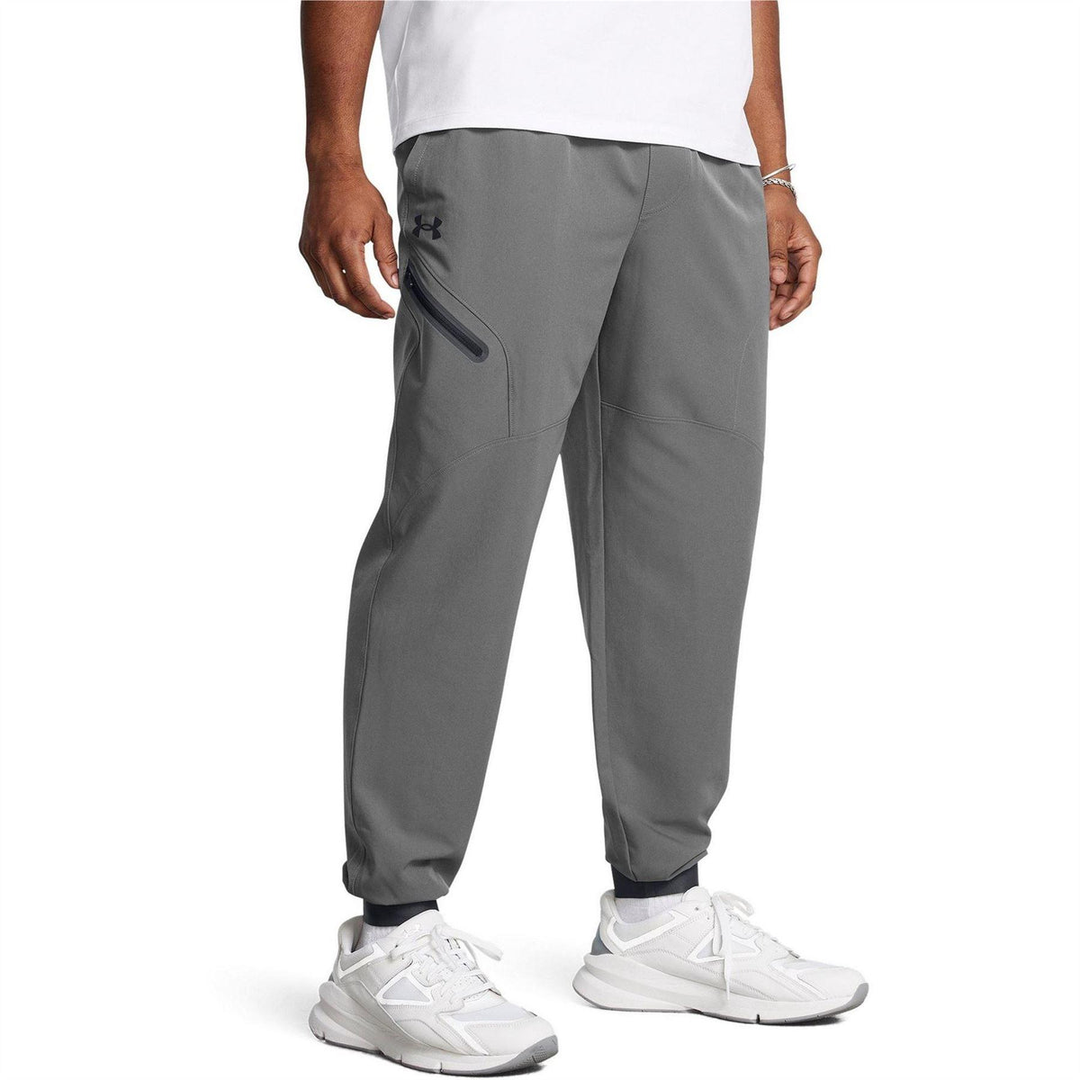 Grey-Black - Side - Under Armour Mens Unstoppable Woven Joggers