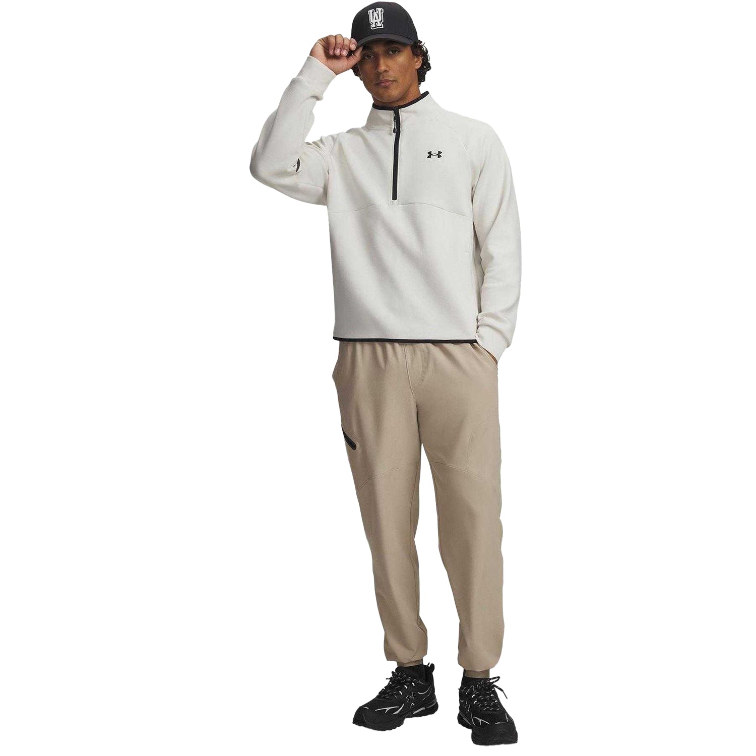 Beige-Black - Lifestyle - Under Armour Mens Unstoppable Woven Joggers