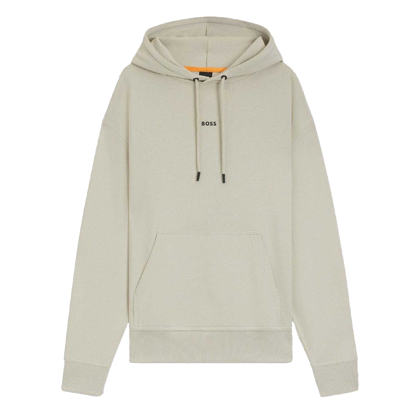Beige - Front - Boss Mens Cotton Regular Long-Sleeved Pullover Hoodie