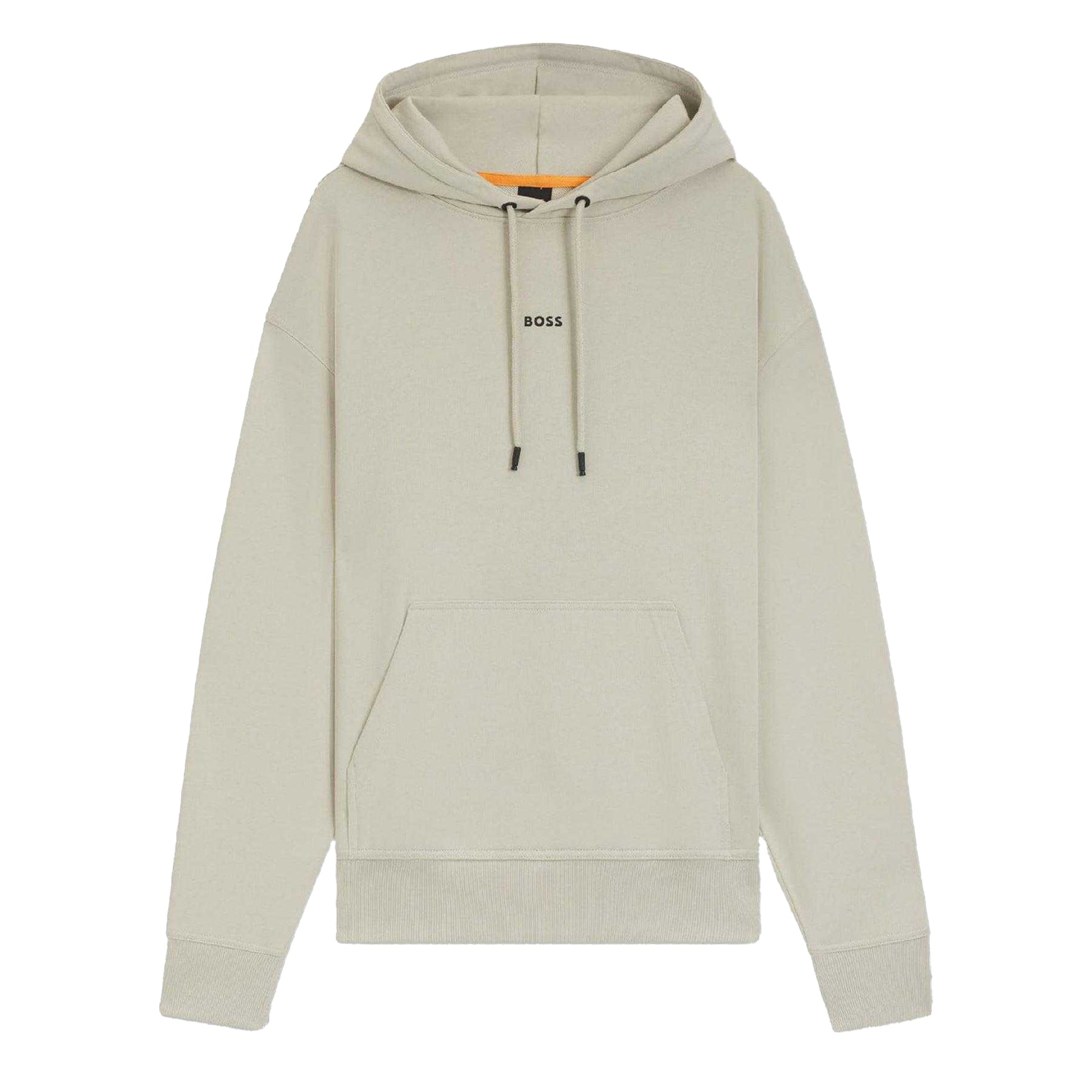 Beige - Front - Boss Mens Cotton Regular Long-Sleeved Pullover Hoodie