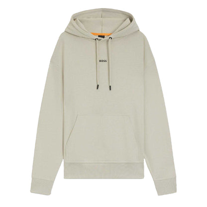 Beige - Front - Boss Mens Cotton Regular Long-Sleeved Pullover Hoodie