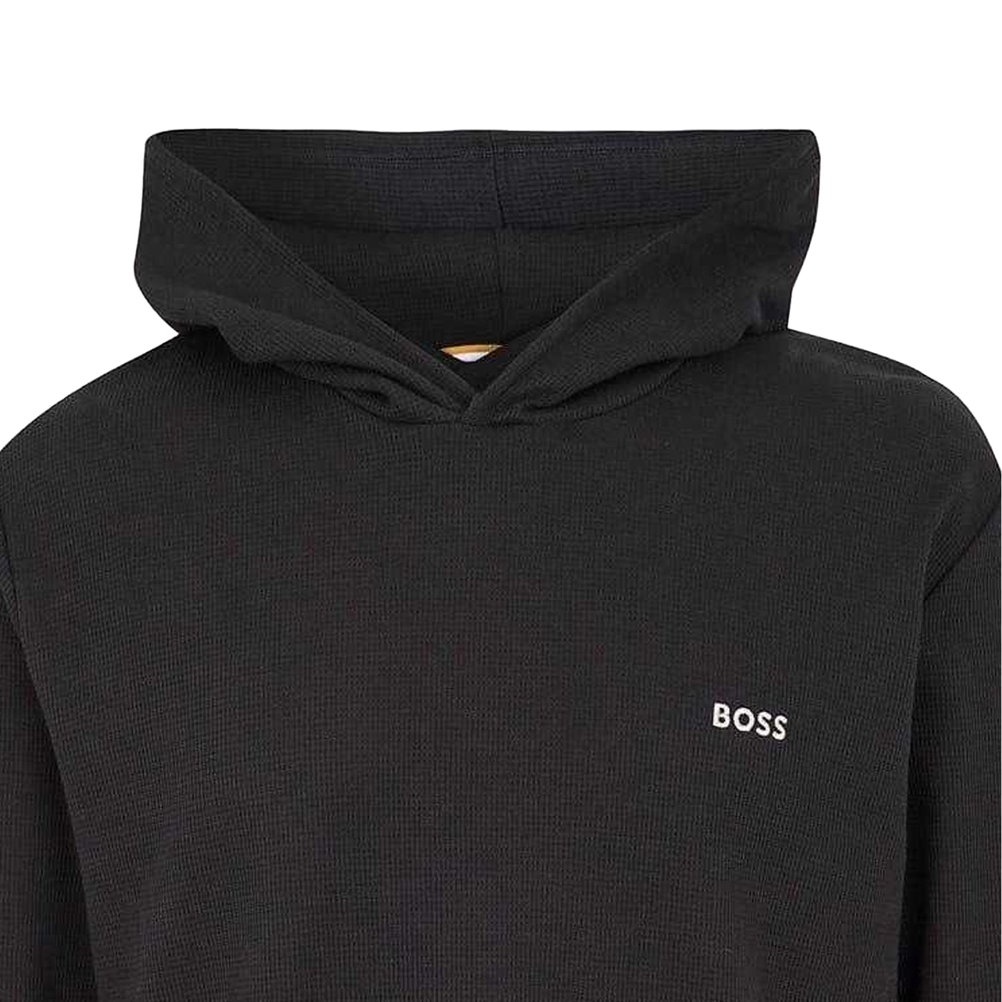 Black - Side - Boss Mens Waffle Knit Pullover Hoodie