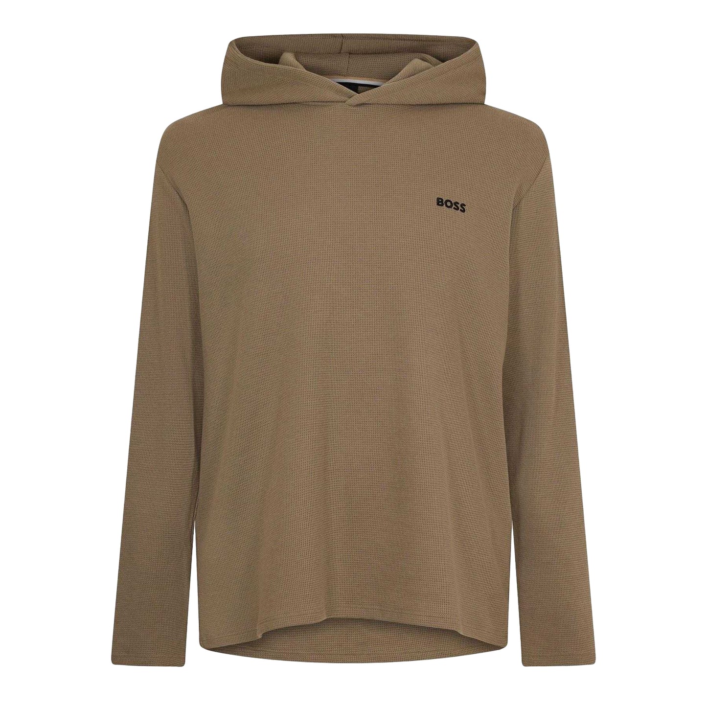 Brown - Front - Boss Mens Waffle Knit Pullover Hoodie
