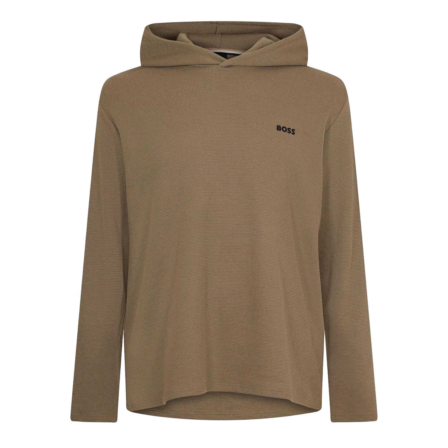 Brown - Front - Boss Mens Waffle Knit Pullover Hoodie