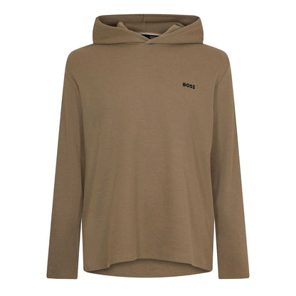 Brown - Front - Boss Mens Waffle Knit Pullover Hoodie