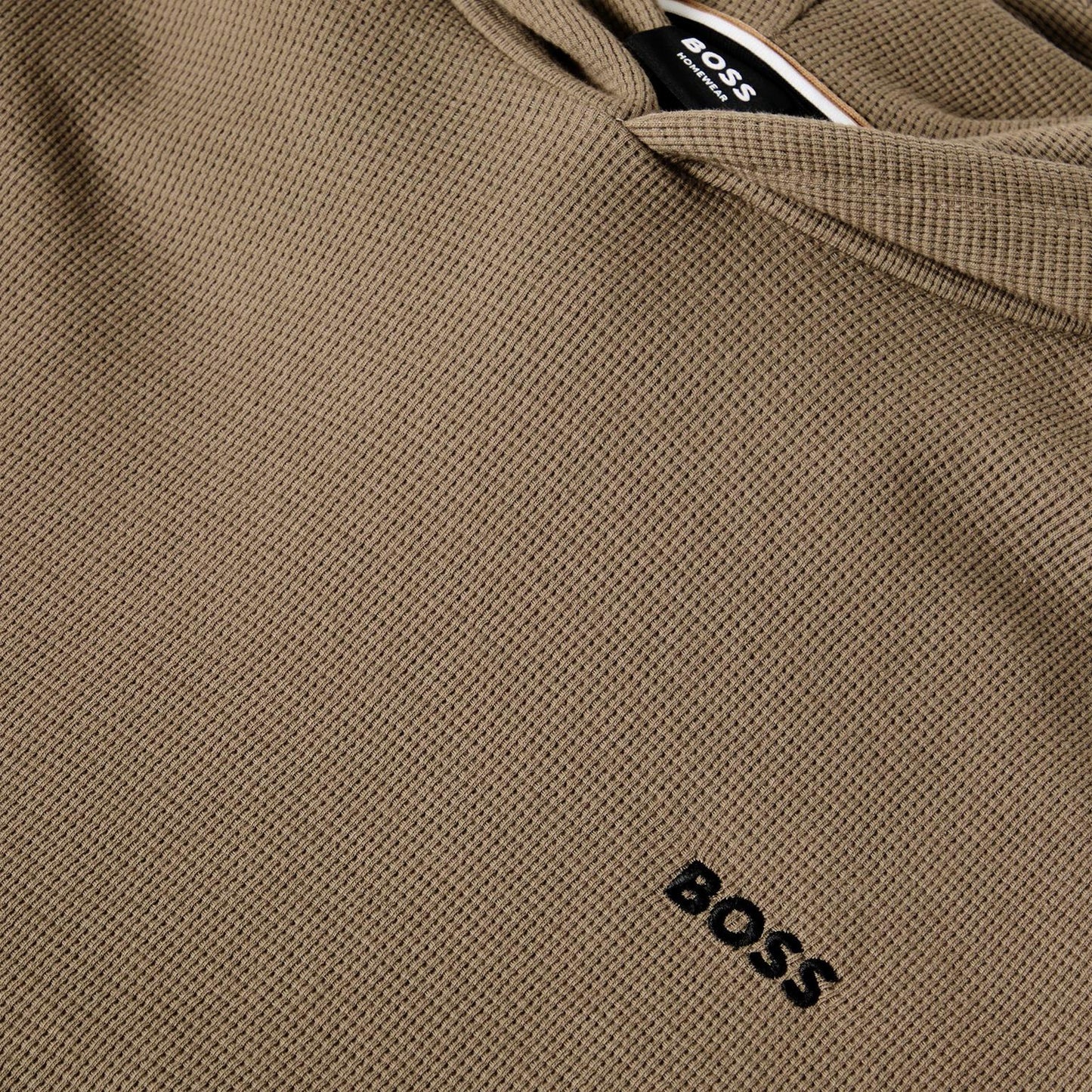 Grey - Front - Boss Mens Waffle Knit Pullover Hoodie