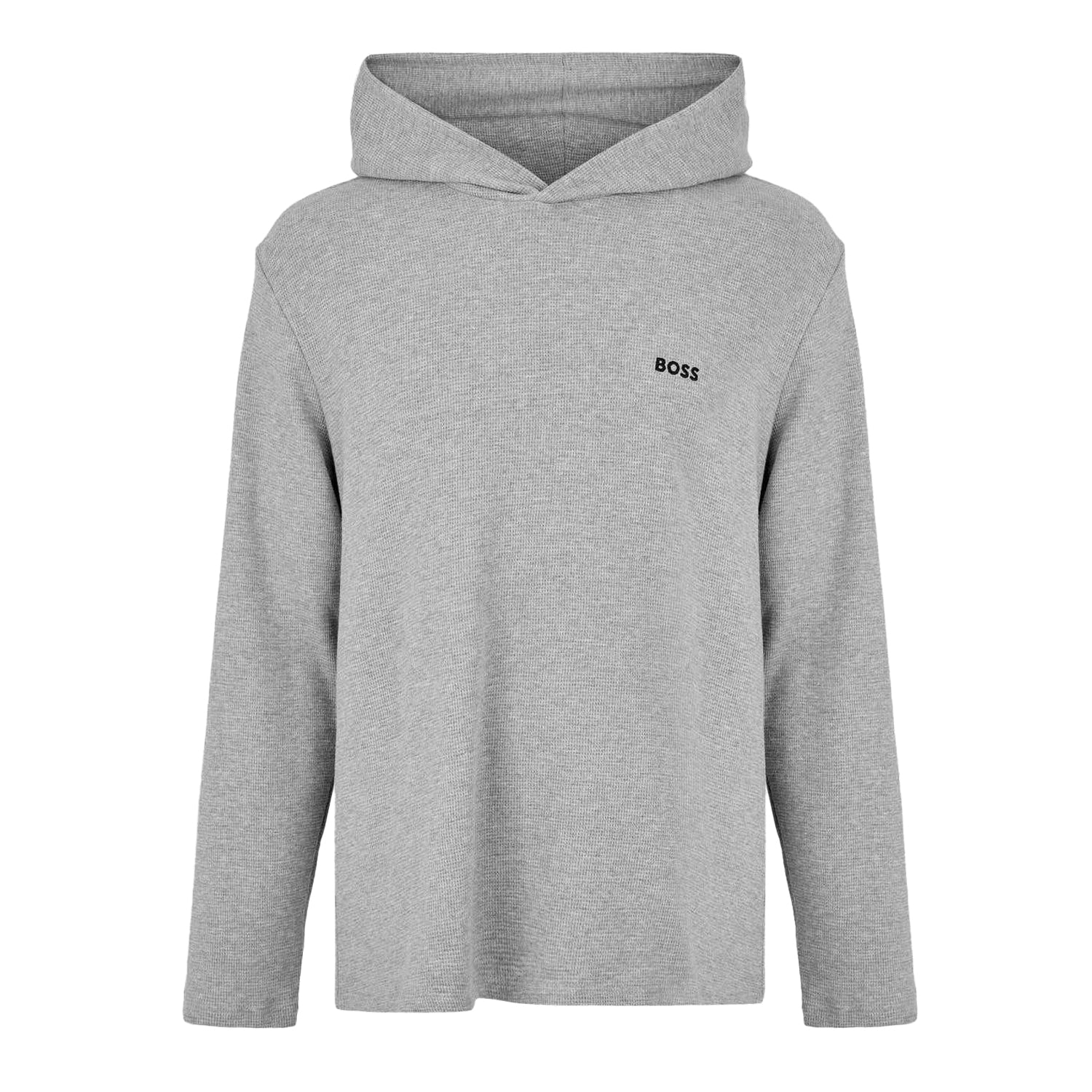 Grey - Back - Boss Mens Waffle Knit Pullover Hoodie