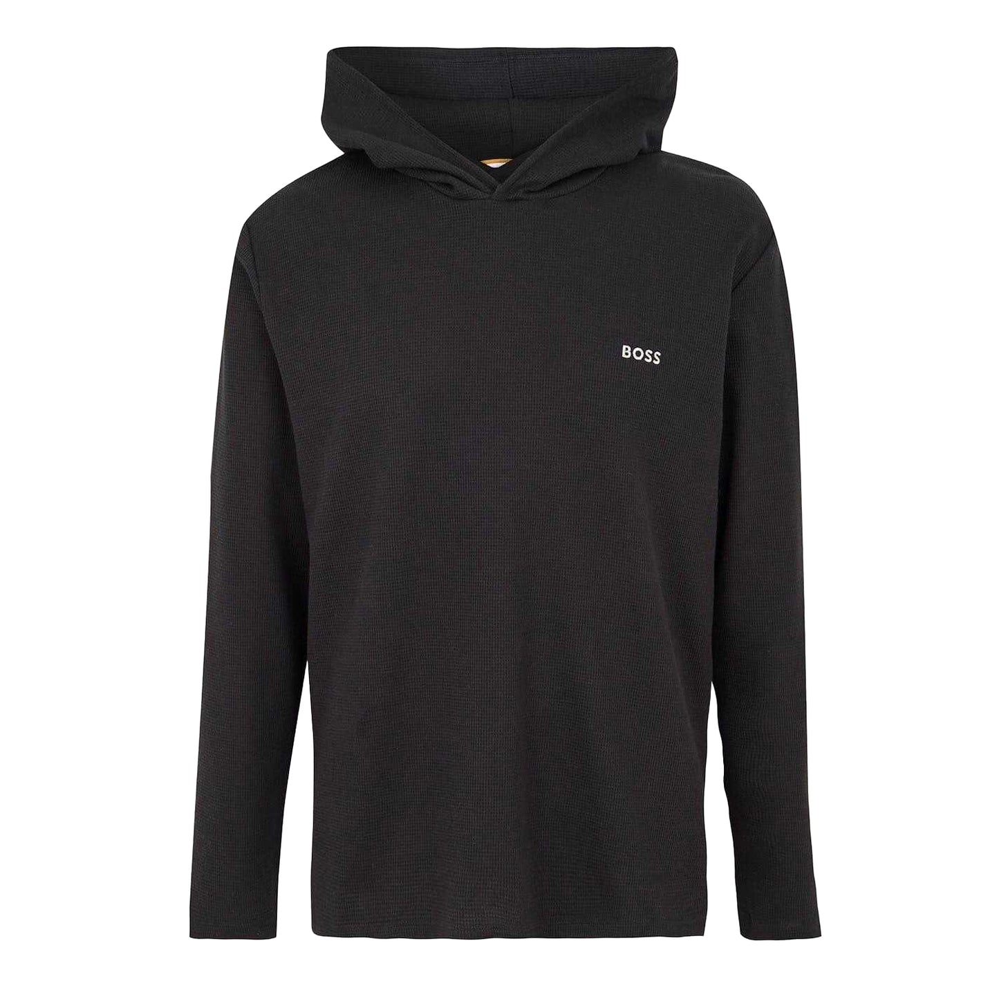 Black - Front - Boss Mens Waffle Knit Pullover Hoodie