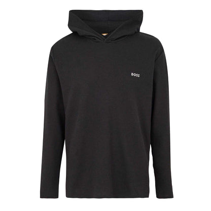 Black - Front - Boss Mens Waffle Knit Pullover Hoodie