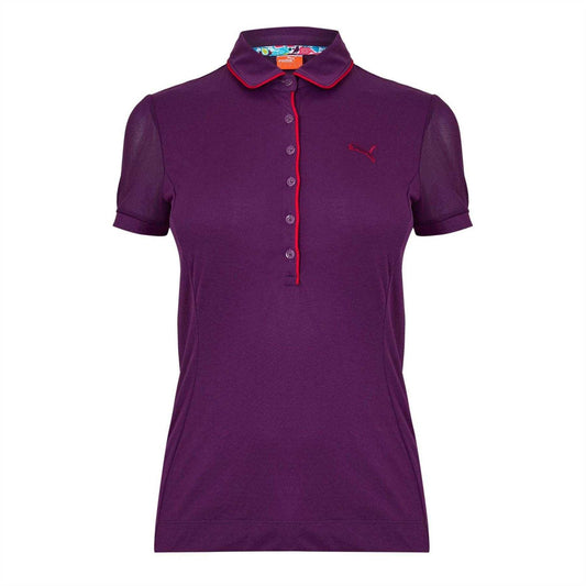 Purple - Front - Puma Womens-Ladies Novelty Mesh Sleeve Golf Polo Shirt