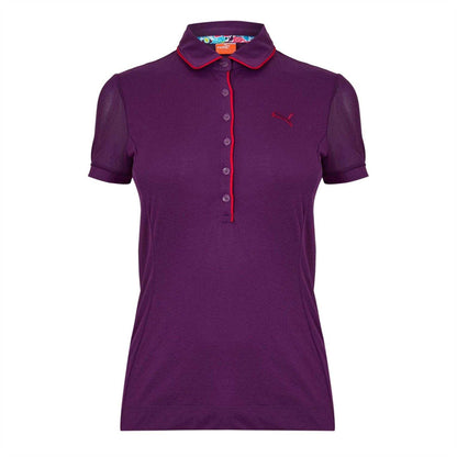 Purple - Front - Puma Womens-Ladies Novelty Mesh Sleeve Golf Polo Shirt