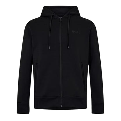 Black - Front - Boss Mens Saggy Tape X Full Zip Hoodie