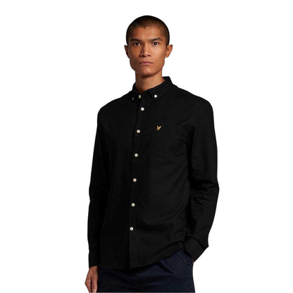 Black - Side - Lyle & Scott Mens Embroidered Logo Oxford Shirt