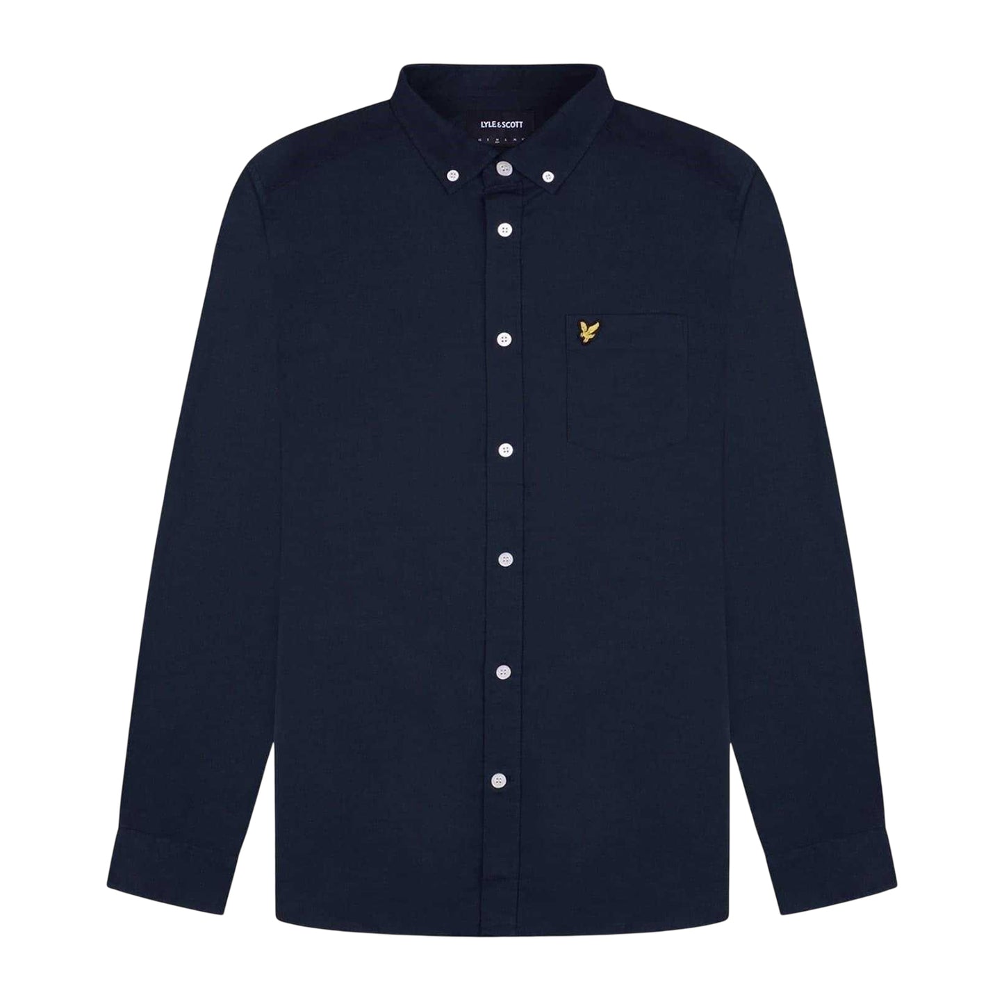 Navy - Front - Lyle & Scott Mens Embroidered Logo Oxford Shirt