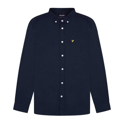 Navy - Front - Lyle & Scott Mens Embroidered Logo Oxford Shirt