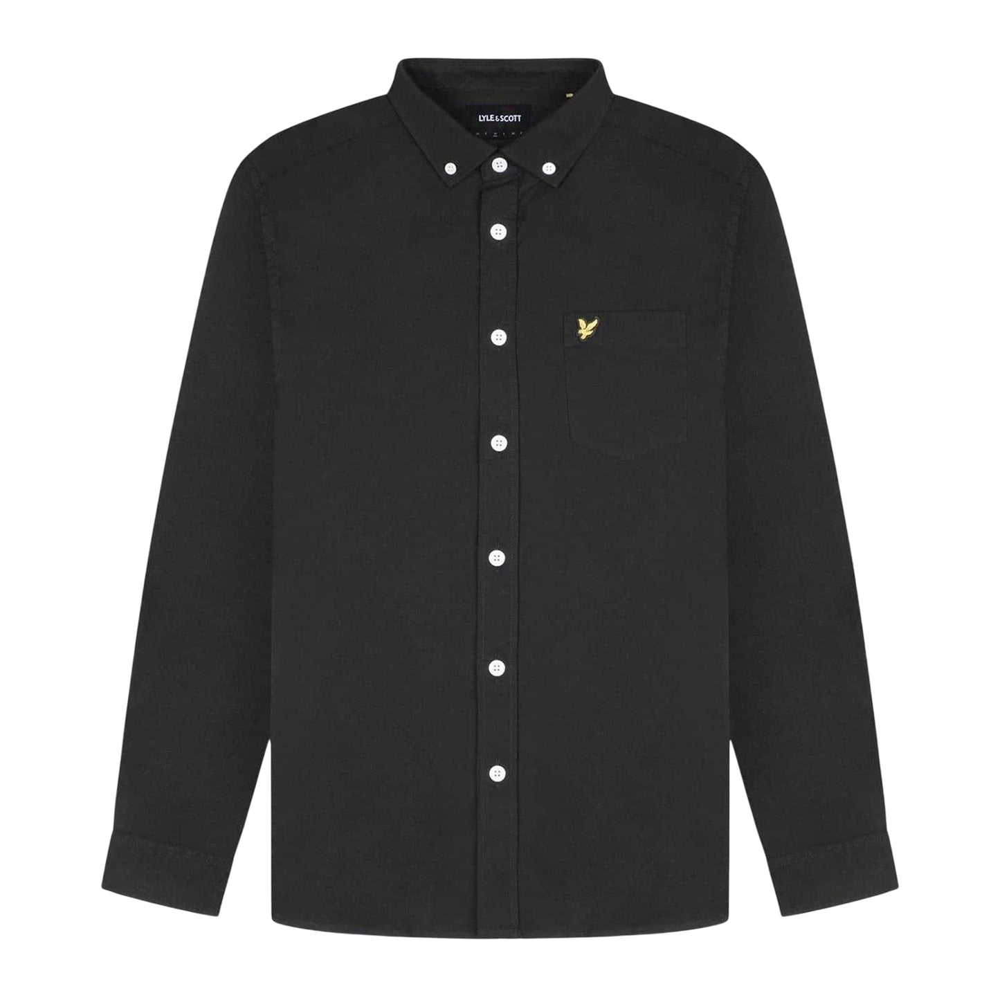 Black - Front - Lyle & Scott Mens Embroidered Logo Oxford Shirt