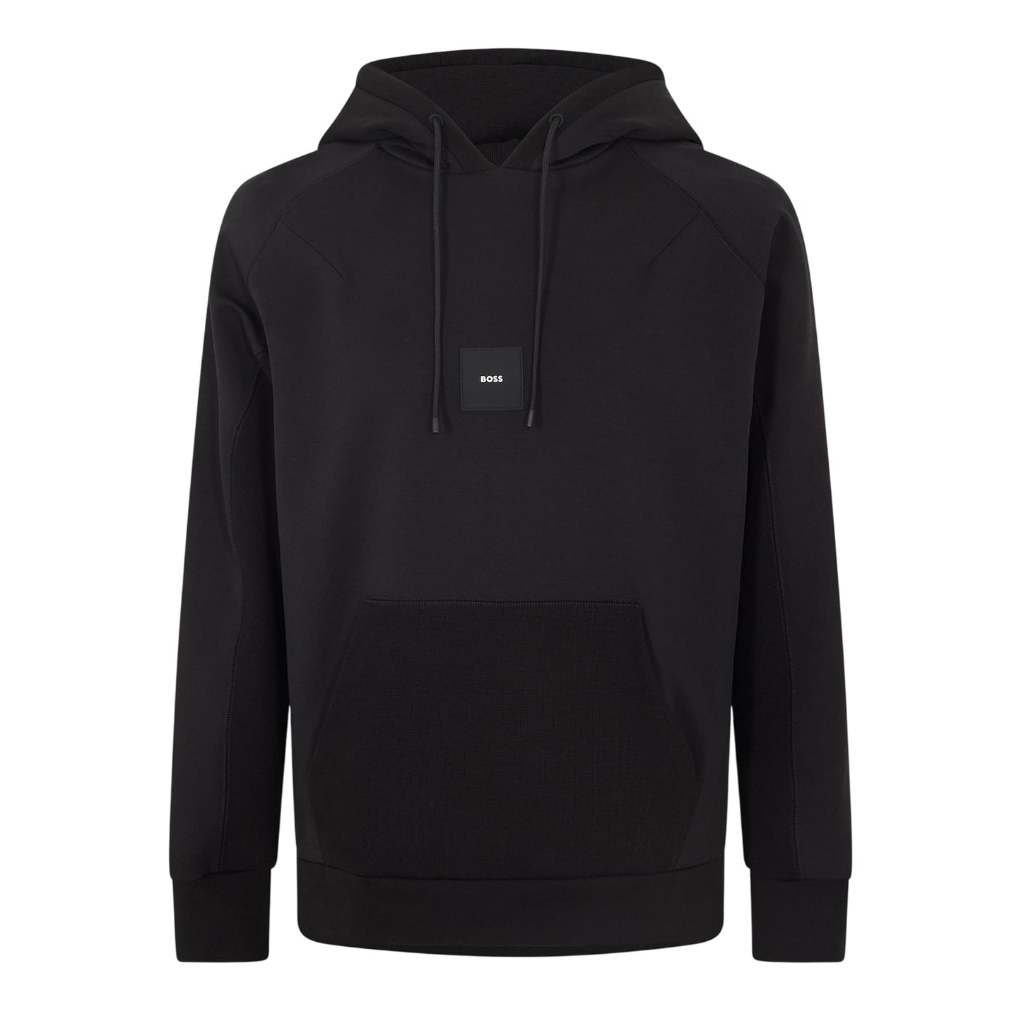 Black - Front - Boss Mens Snoody Ribbed Hoodie