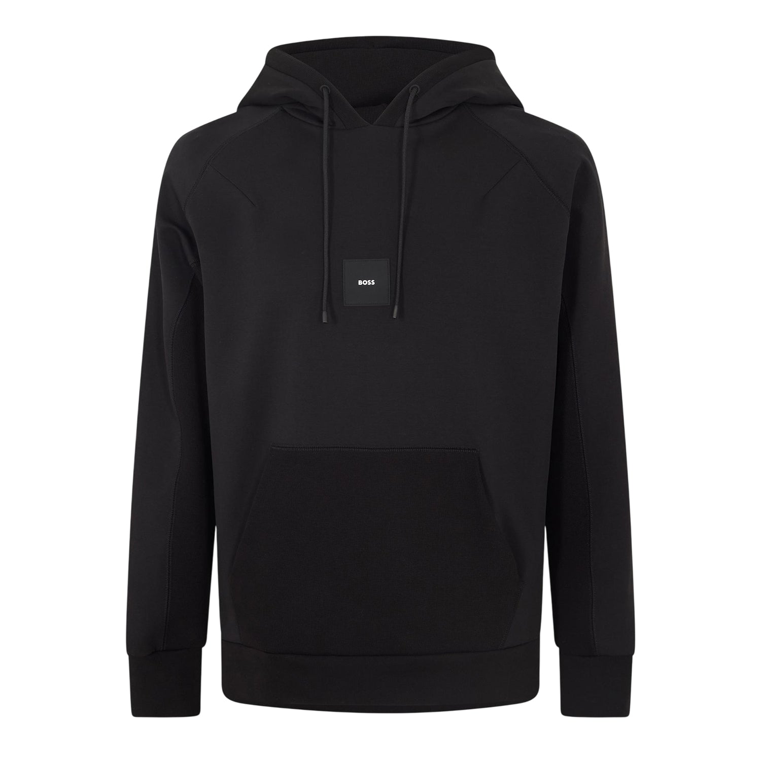Black - Front - Boss Mens Snoody Ribbed Hoodie