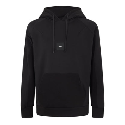 Black - Front - Boss Mens Snoody Ribbed Hoodie