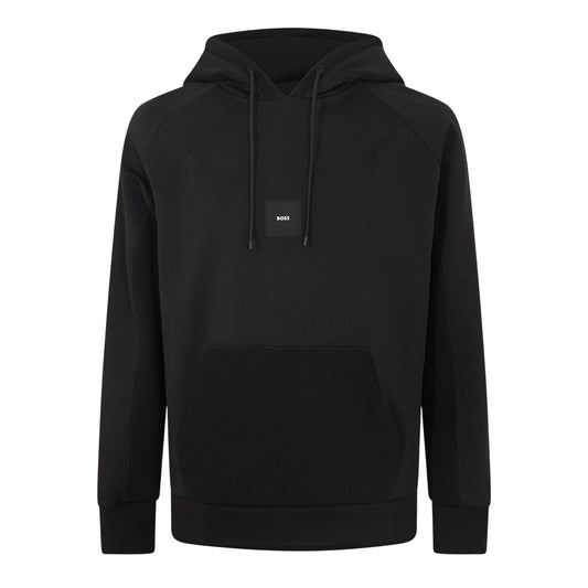 Black - Front - Boss Mens Snoody Ribbed Hoodie