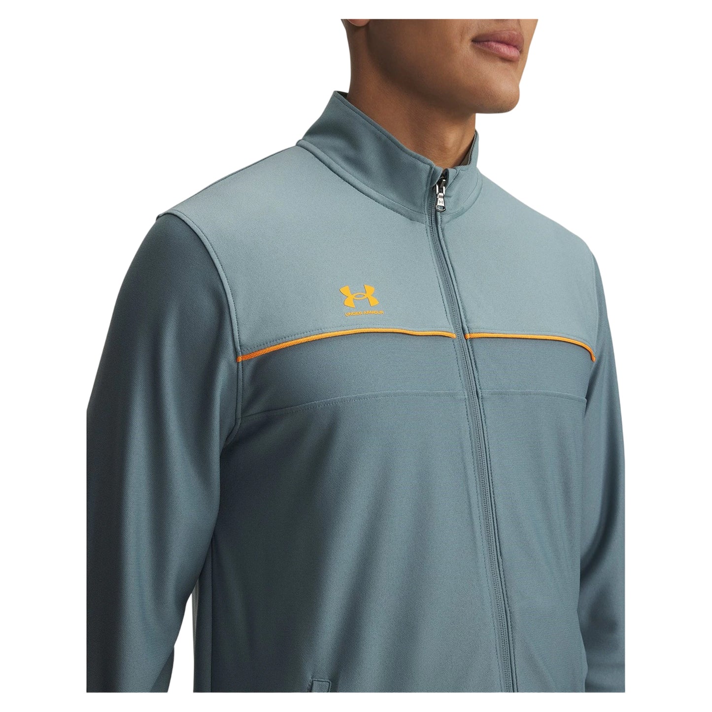 Grey-Orange - Side - Under Armour Mens Challenger Training Tracksuit
