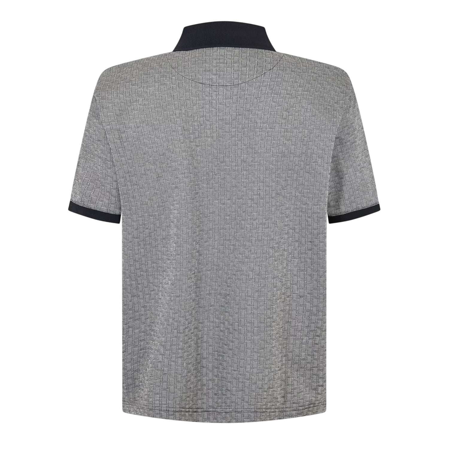 Grey-Navy - Back - Ted Baker Mens Basket Weave Regular Polo Shirt
