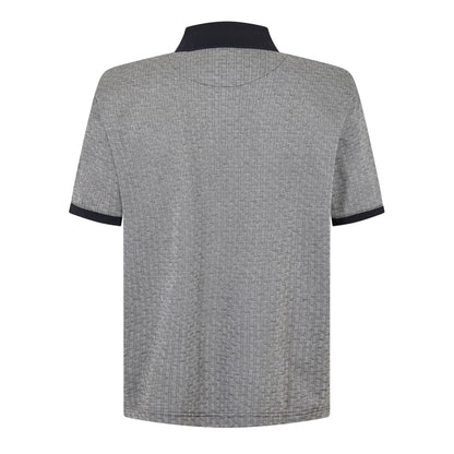 Grey-Navy - Back - Ted Baker Mens Basket Weave Regular Polo Shirt