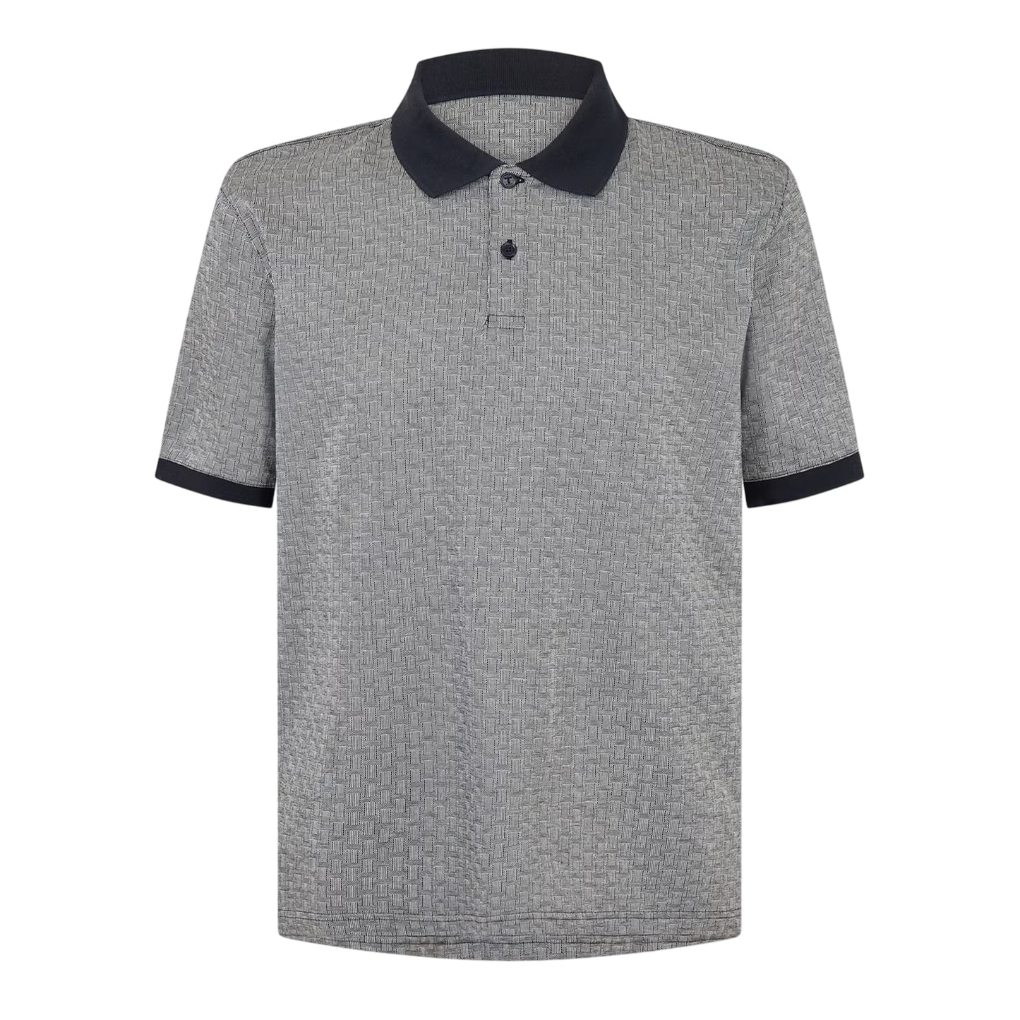 Grey-Navy - Front - Ted Baker Mens Basket Weave Regular Polo Shirt