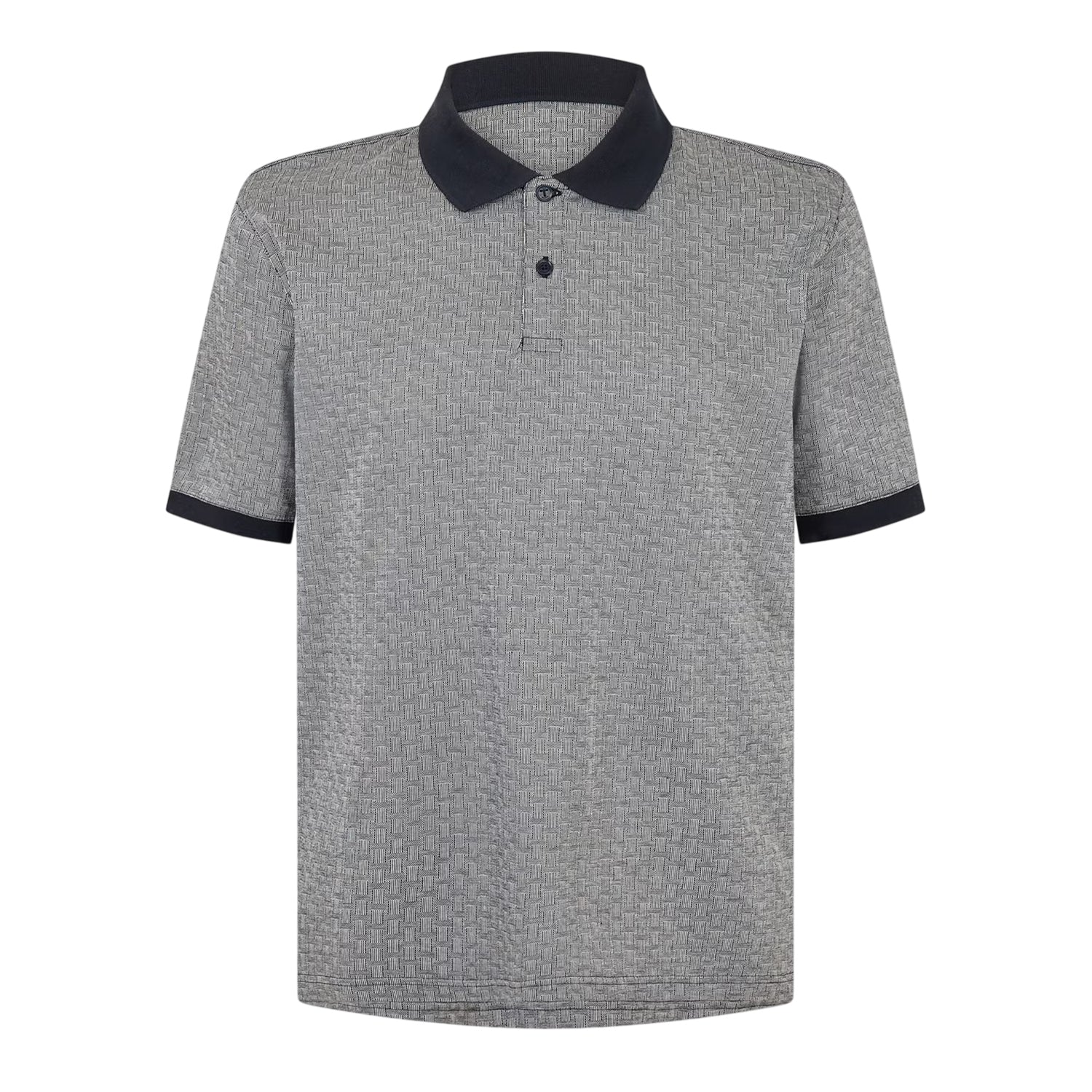 Grey-Navy - Front - Ted Baker Mens Basket Weave Regular Polo Shirt