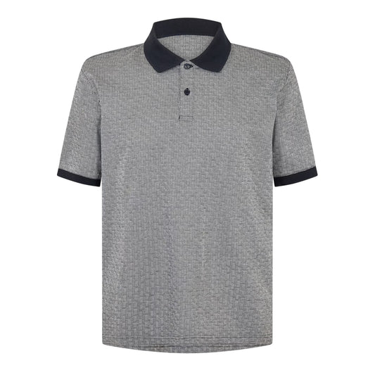 Grey-Navy - Front - Ted Baker Mens Basket Weave Regular Polo Shirt