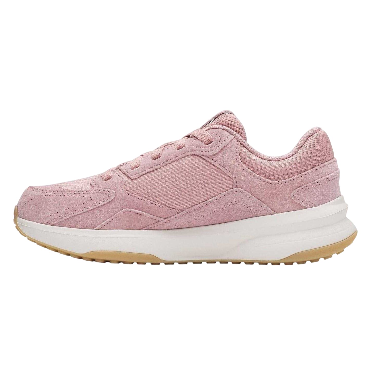 Pink - Back - Under Armour Womens-Ladies Suede Flat Trainers