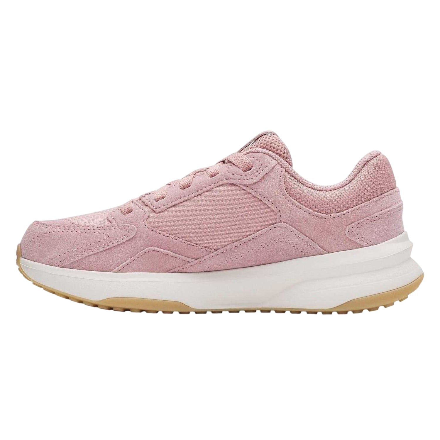 Pink - Back - Under Armour Womens-Ladies Suede Flat Trainers