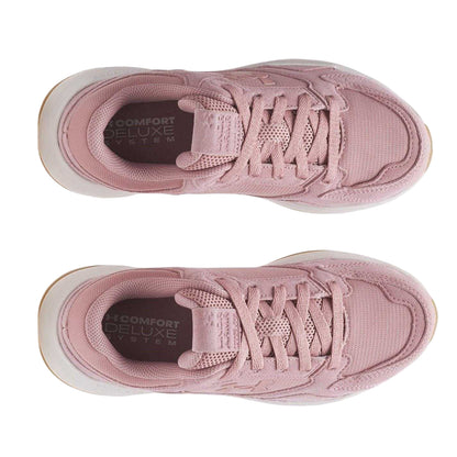 Pink - Side - Under Armour Womens-Ladies Suede Flat Trainers
