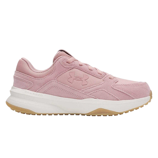 Pink - Front - Under Armour Womens-Ladies Suede Flat Trainers