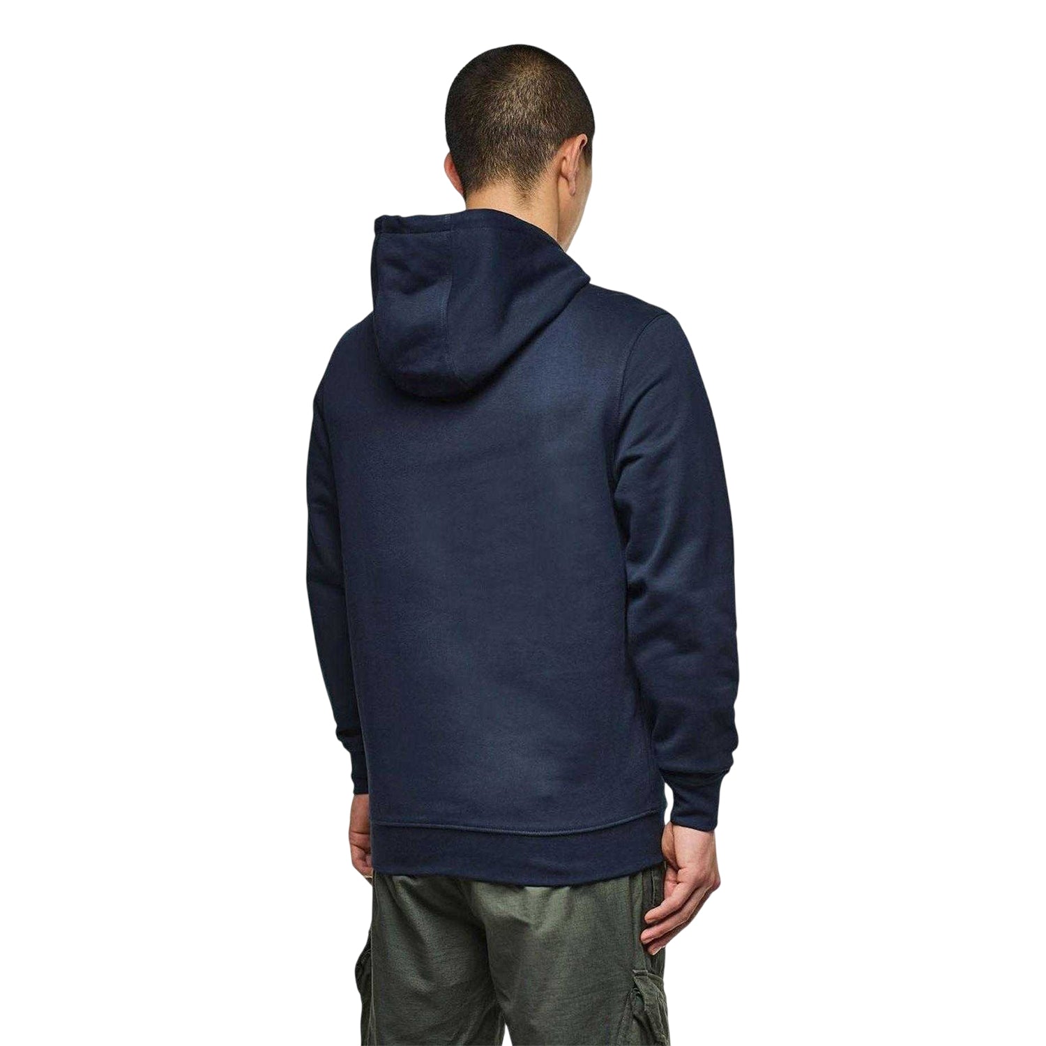 Navy - Back - Weekend Offender Mens Combed Cotton Hidden Pocket Drawstring Hoodie