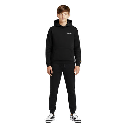 Jet Black - Side - Lyle & Scott Childrens-Kids Print Long-Sleeved Drawstring Hoodie